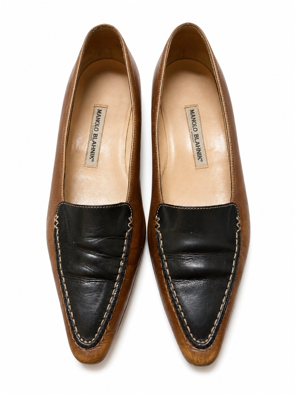 Vintage Manolo Blahnik Leather Pointed Toe Loafers Italy EU 38.5 US 8